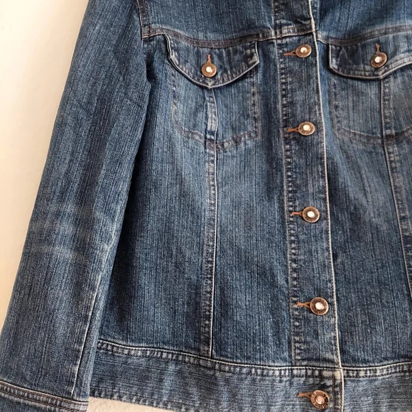 Tribal JEANS Denim Blue Jean Jacket Size 6 Stretch w Pockets - Picture 3 of 7
